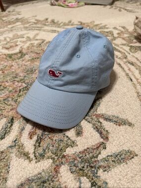Vineyard Vines Light Blue Cap with Pink Whale Logo